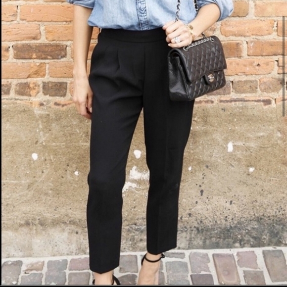 Babaton Cohen Black Pull on Crepe Ankle Crop Pants Size 14 Minimalist Casual - Picture 6 of 16